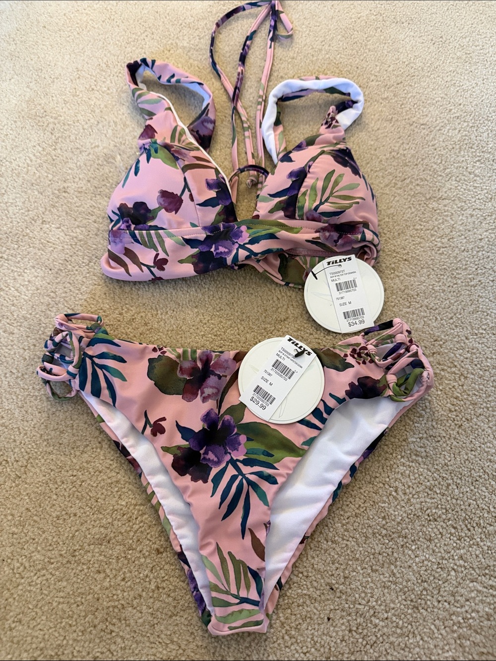 Tilly's Pink Floral Tie-Back Bikini Set
